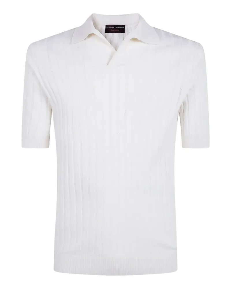 Filippo de Laurentiis ribbed-knit V-neck T-shirt - Weiß Weiß