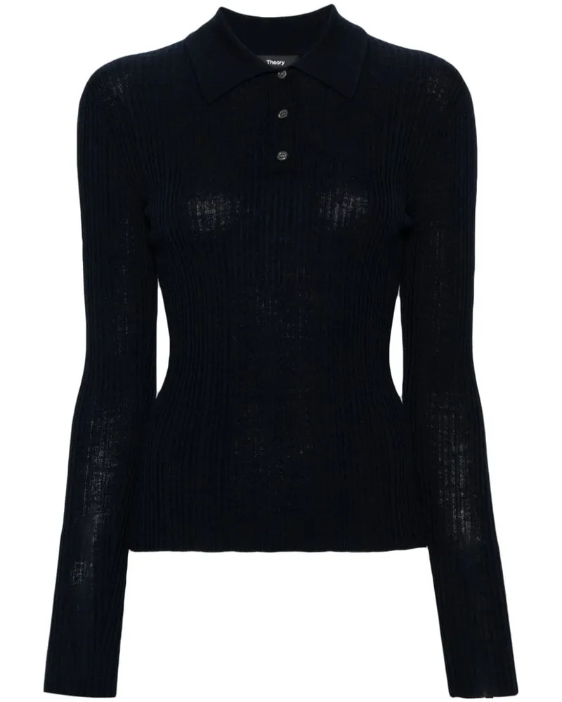 Theory Poloshirt aus geripptem Strick - Blau Blau