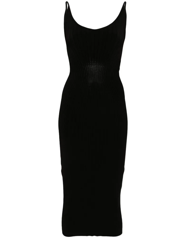 Thierry Mugler sleeveless knitted mididress - Schwarz Schwarz