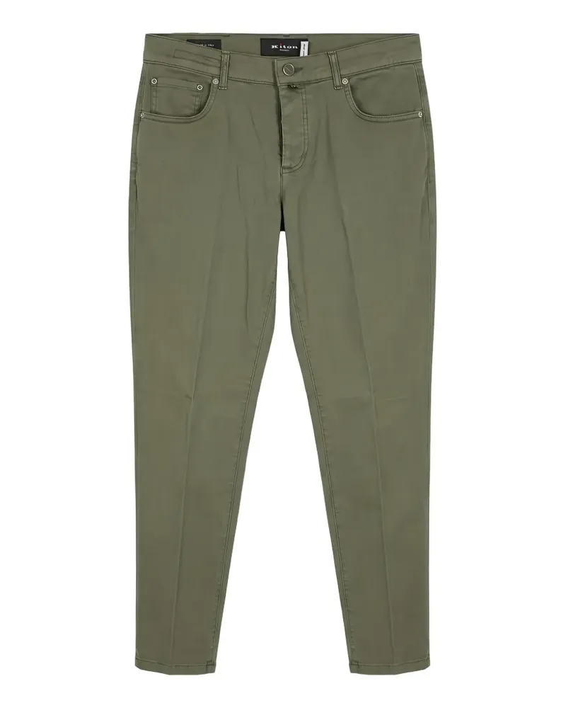 Kiton logo-patch trousers - Grün Grün
