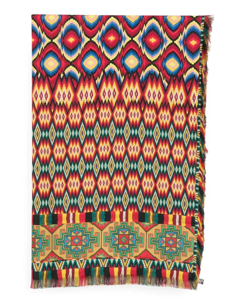 Pierre-Louis Mascia geometric-print fringed scarf - Rot Rot