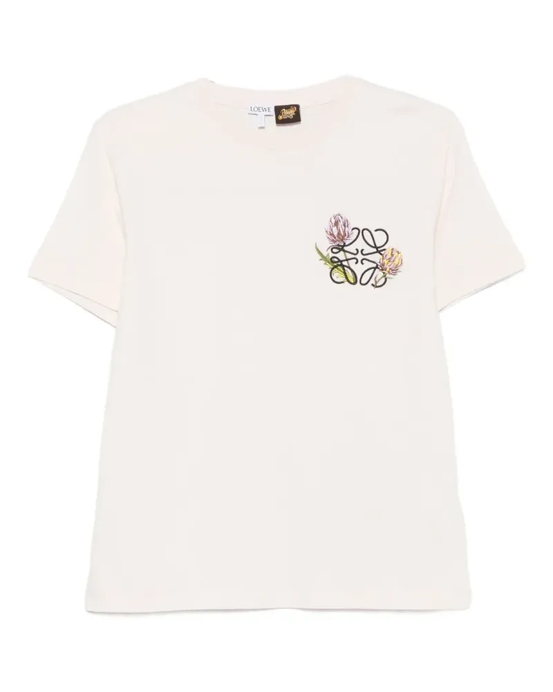 Loewe x Paula's Ibiza Anagram T-Shirt mit Blumenstickerei - Nude Nude