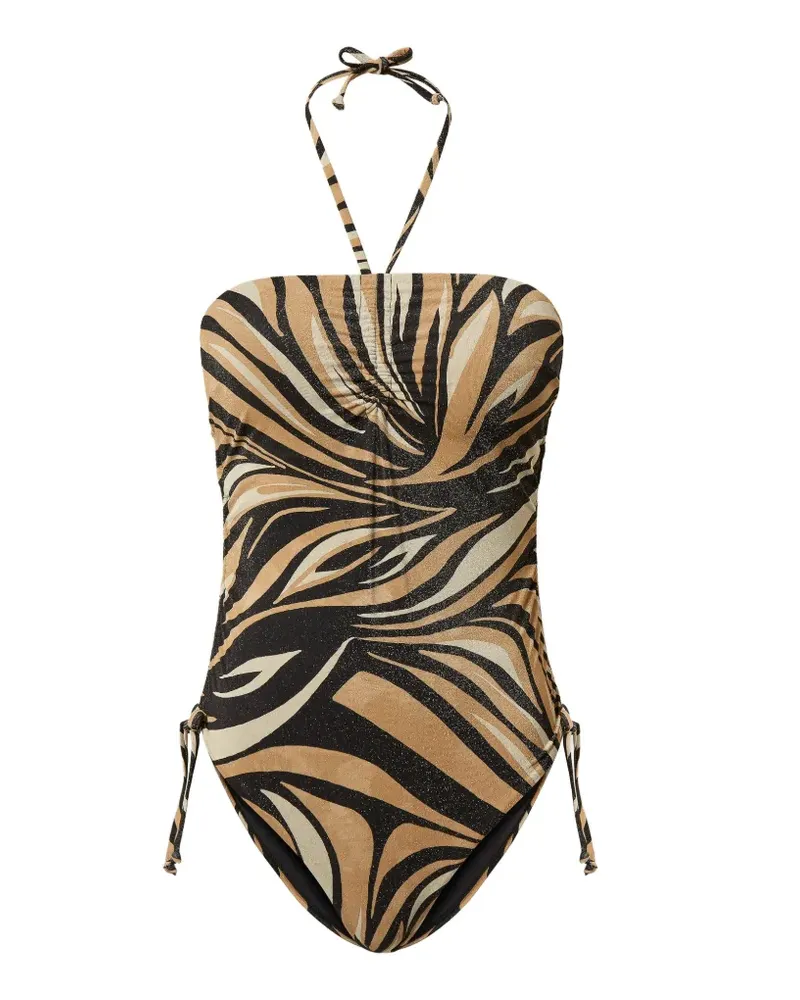 Twin-Set Badeanzug mit Zebramuster - Schwarz Schwarz