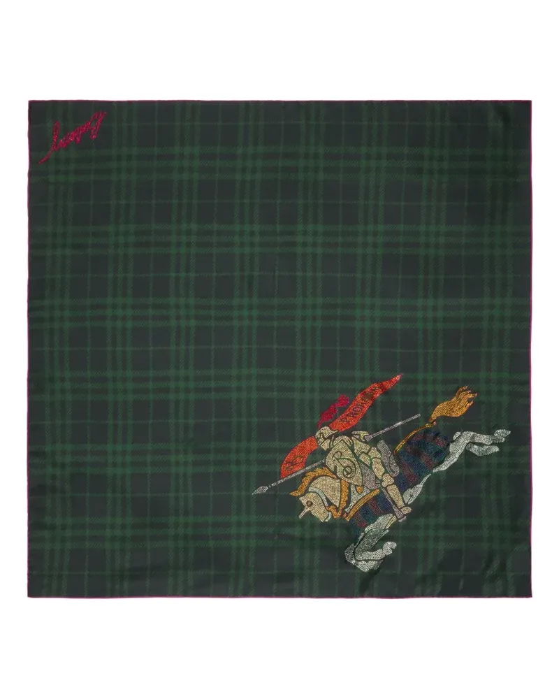 Burberry Karierter Seidenschal mit Kristallverzierung - Grün Grün