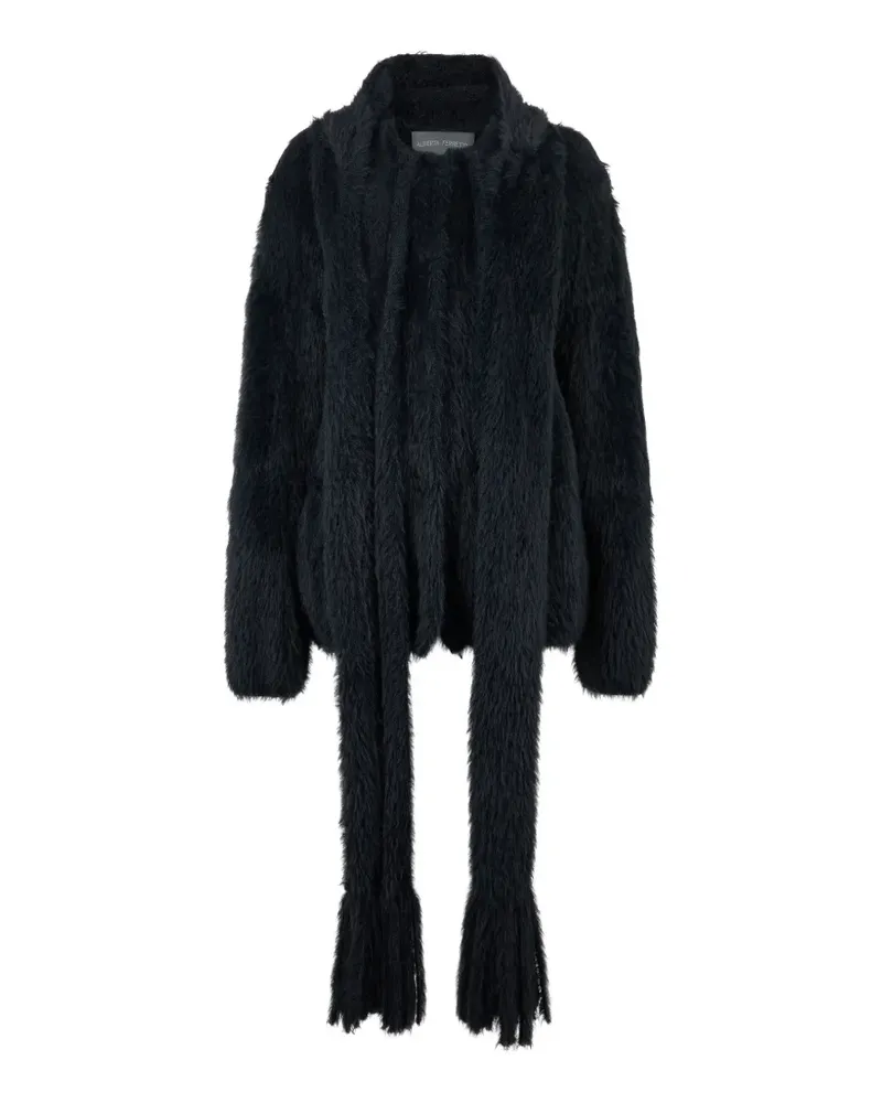 Alberta Ferretti Gebürsteter Cardigan mit Schaldetail - Schwarz Schwarz