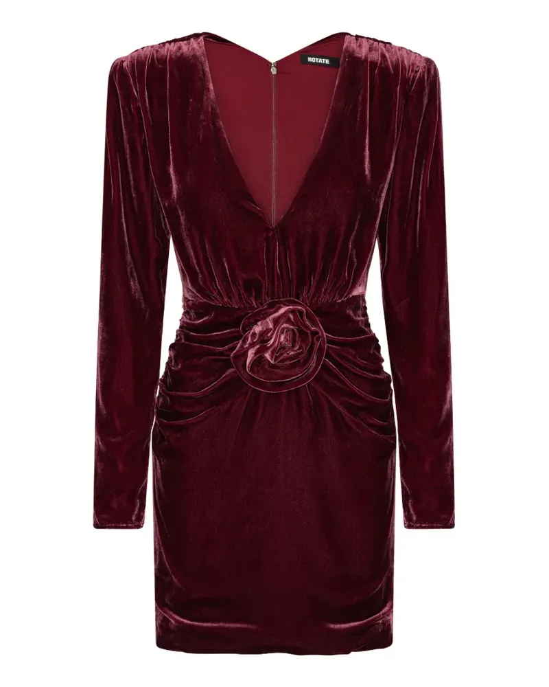 ROTATE Birger Christensen silk velvet mini dress Rot