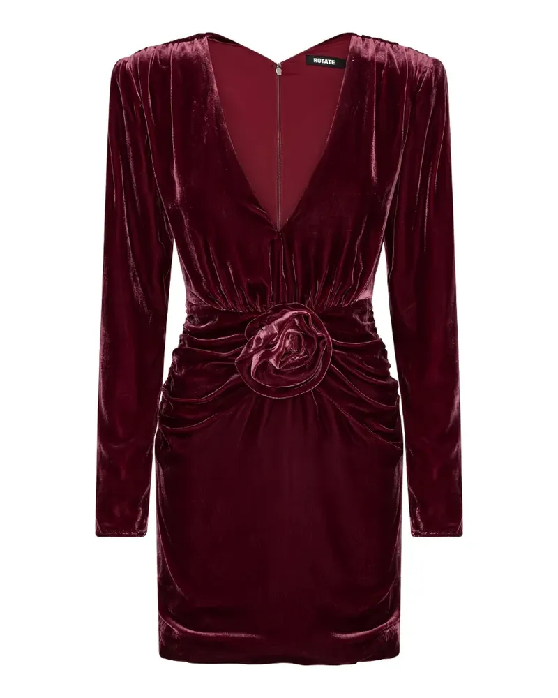 ROTATE Birger Christensen Minikleid aus Seide und Samt Rot