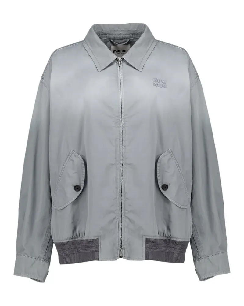 Miu Miu Jacke mit Logo-Stickerei - Grau Grau