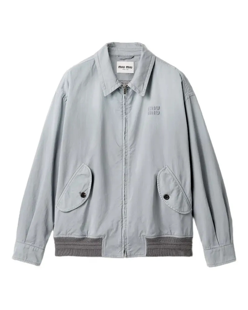 Miu Miu Jacke mit Logo-Stickerei - Grau Grau