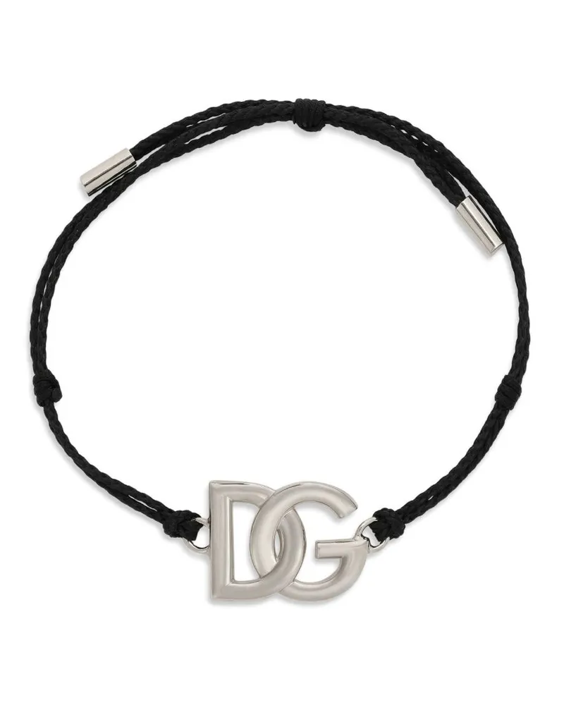 Dolce & Gabbana Kordelarmband mit DG-Anhänger - Silber Silber