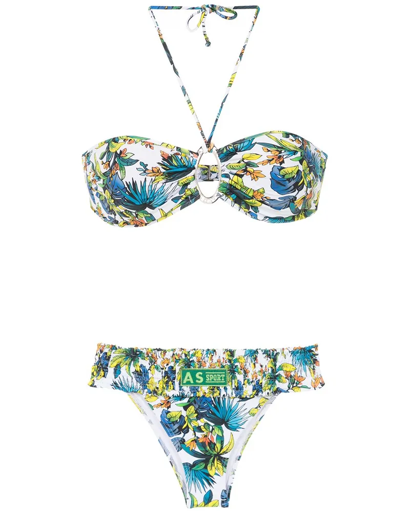 Amir Slama Bikini mit Print - Weiß Weiß