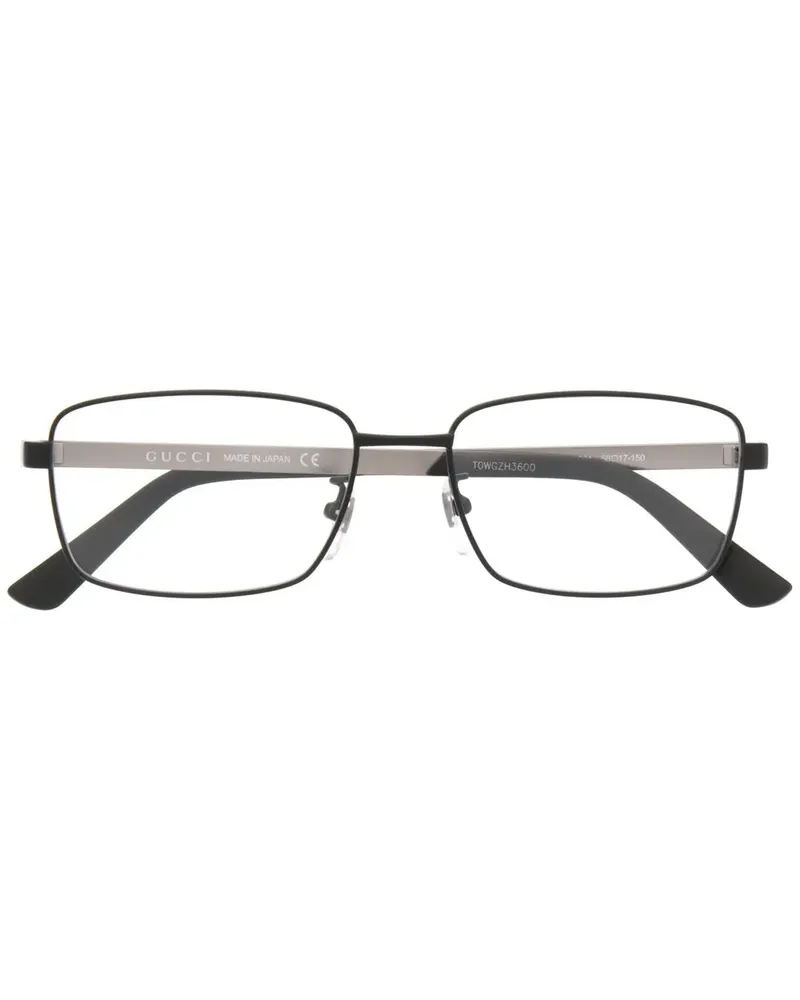 Gucci Eckige Brille mit Streifendetail - Silber Silber