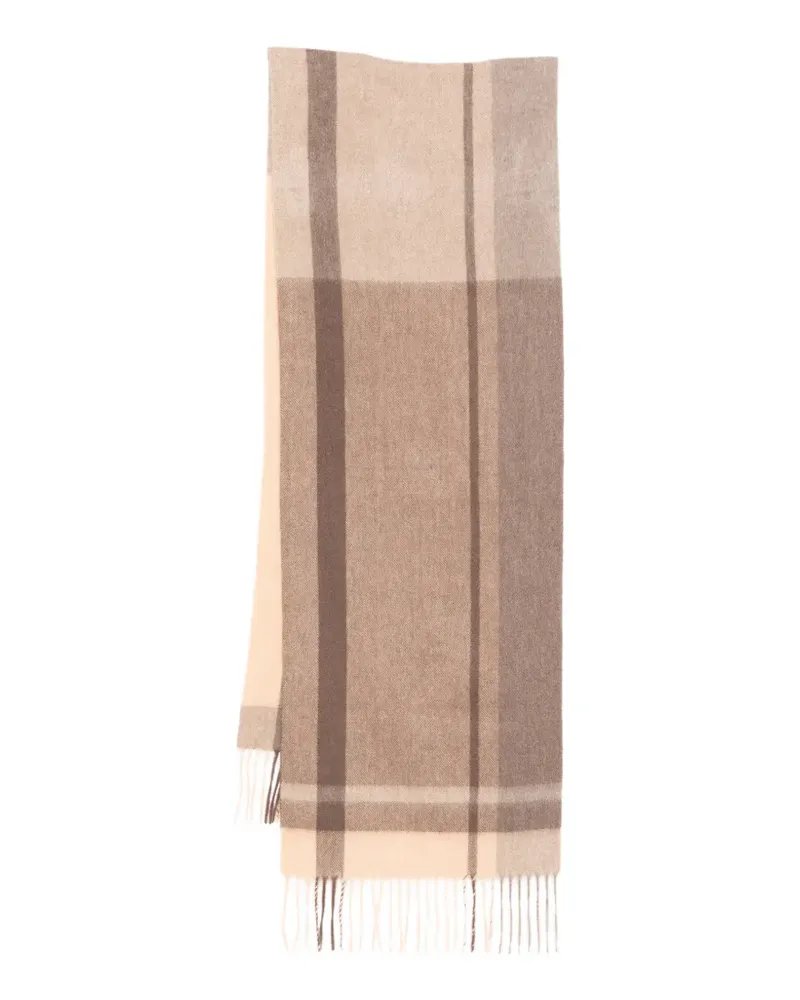 N.Peal checked cashmere scarf - Nude Nude