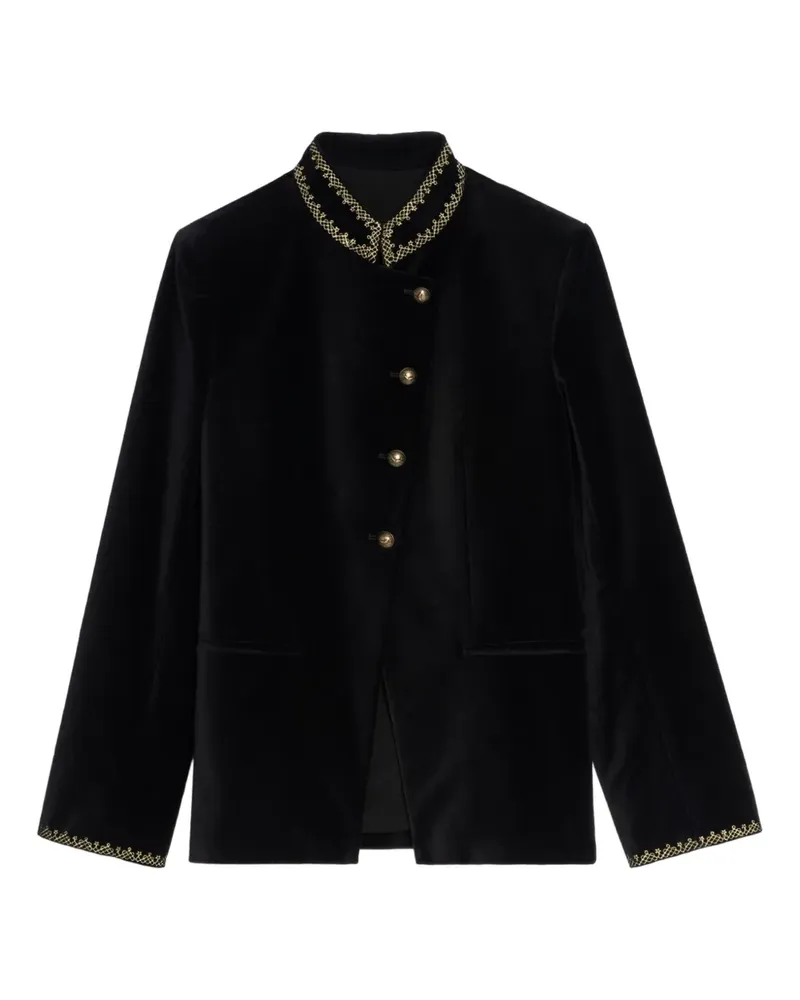 Zadig & Voltaire velvet-effect embellished-collar jacket - Schwarz Schwarz