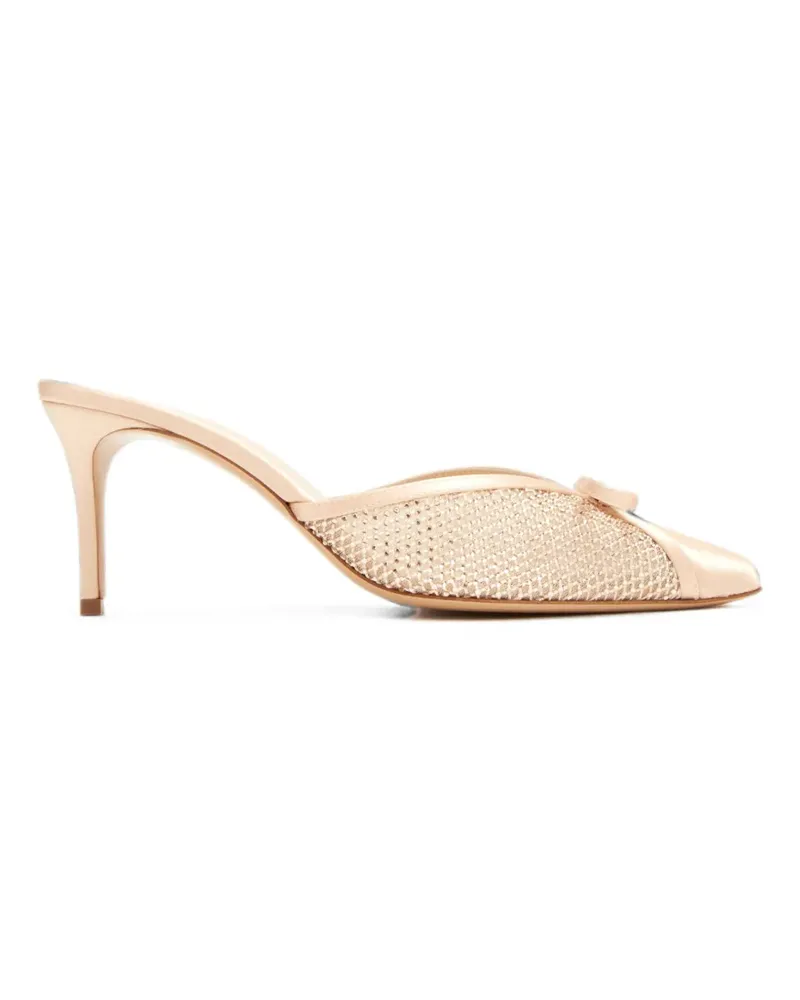 Andrea Wazen Kris 75 crystal-embellished bow-detail mules - Nude Nude