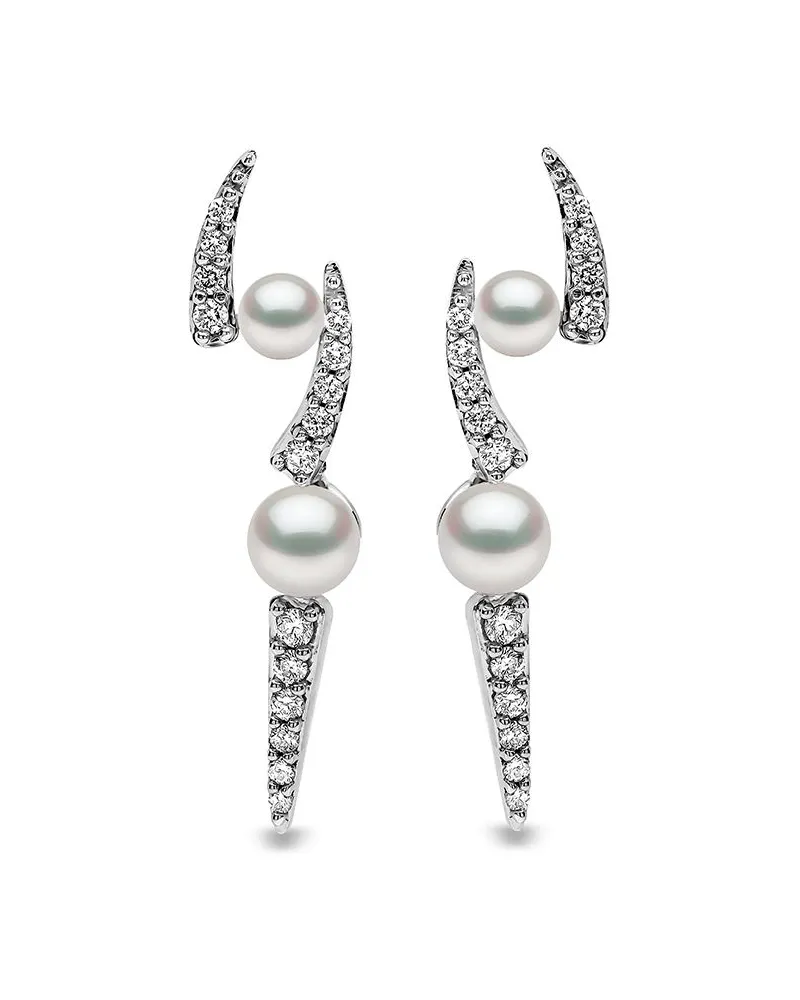 YOKO London 18kt Weißgoldohrstecker mit Akoya-Perlen und Diamanten - Silber Silber
