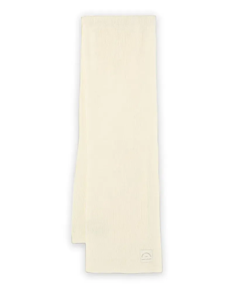 Karl Lagerfeld logo-patch ribbed scarf - Nude Nude
