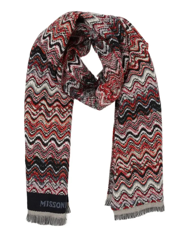 Missoni zigzag knit wool scarf - Rot Rot