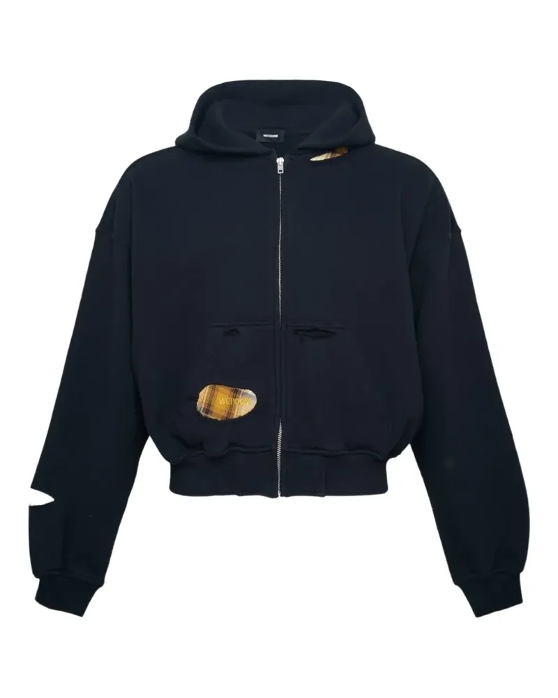 WE 11 DONE Repair Kapuzenjacke im Distressed-Look - Schwarz Schwarz