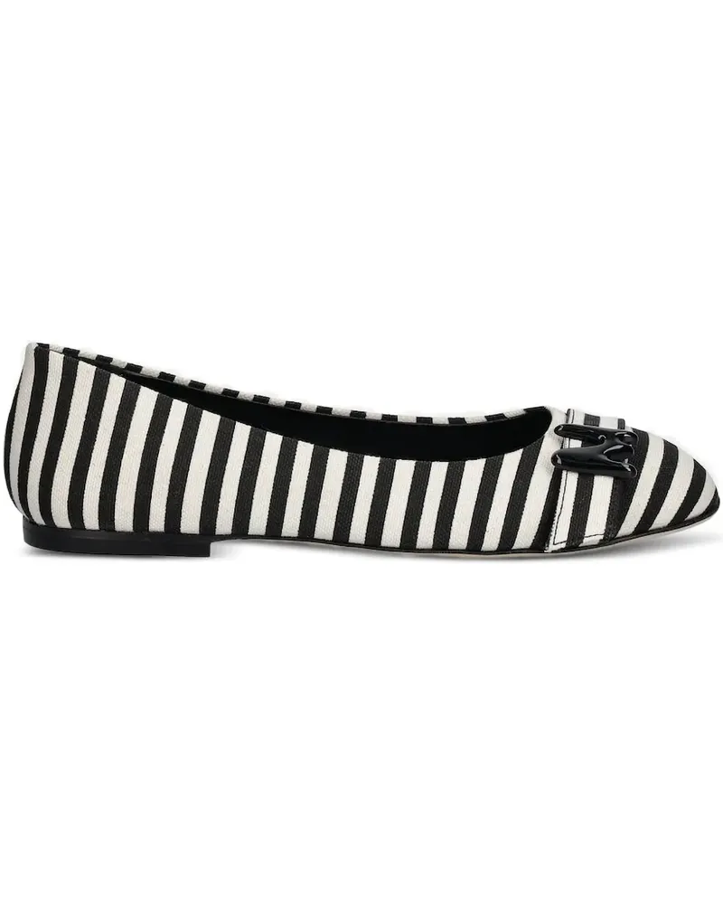 MSGM Gestreifte Ballerinas - Schwarz Schwarz