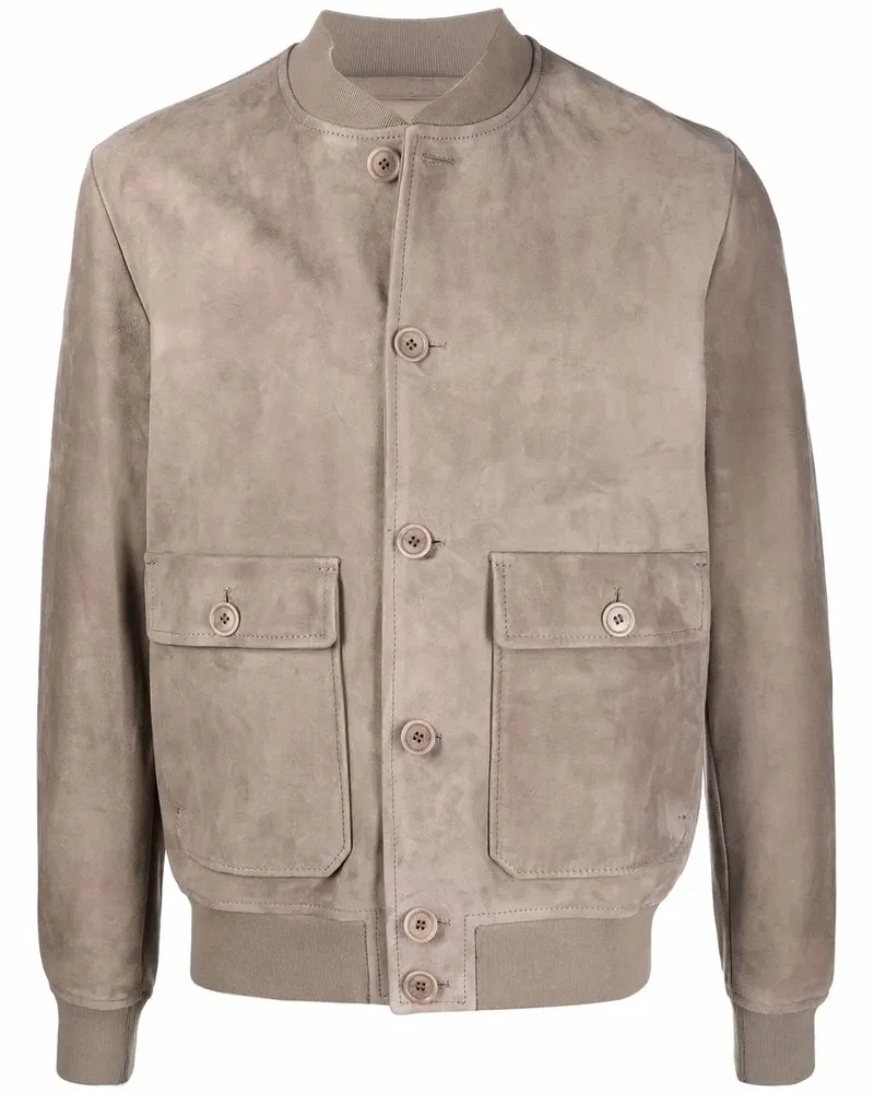 Salvatore Santoro suede bomber jacket - Nude Nude