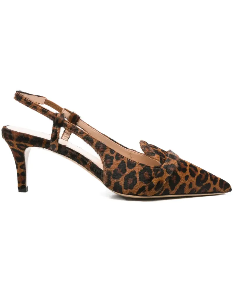 P.A.R.O.S.H. Slingback-Pumps mit Leoparden-Print 70mm - Braun Braun
