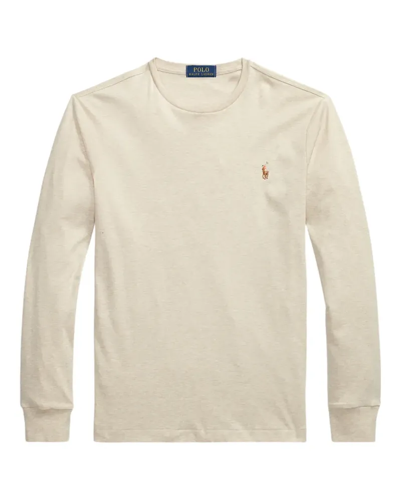 Ralph Lauren long-sleeve embroidered-logo T-shirt - Nude Nude