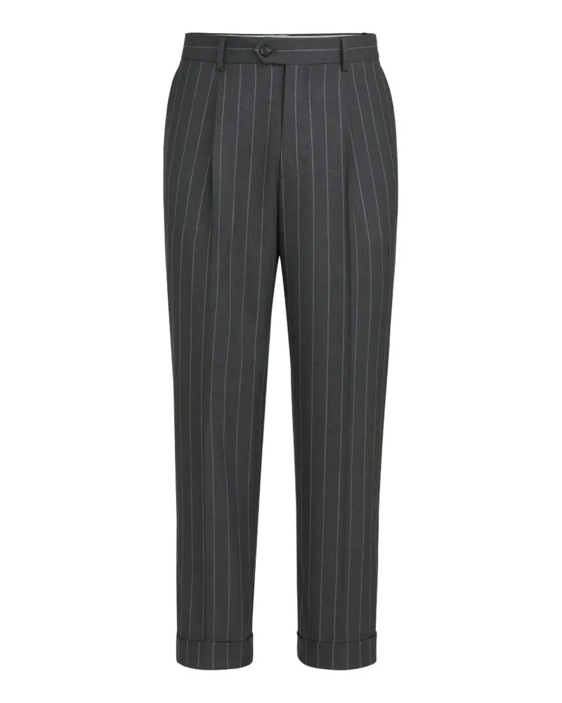 Brunello Cucinelli Super 150s Schurwollhose mit breitem Streifen - Grau Grau