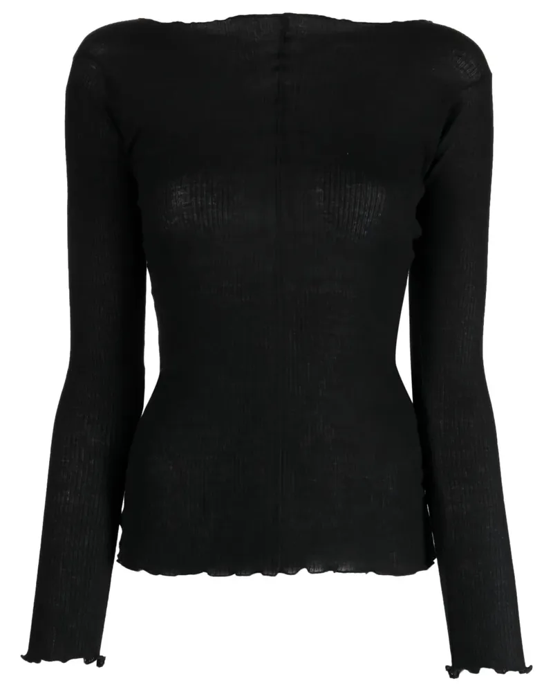 Baserange Gerippter Pullover - Schwarz Schwarz