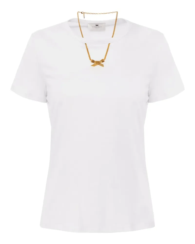Elisabetta Franchi T-Shirt mit Halskette - Weiß Weiß