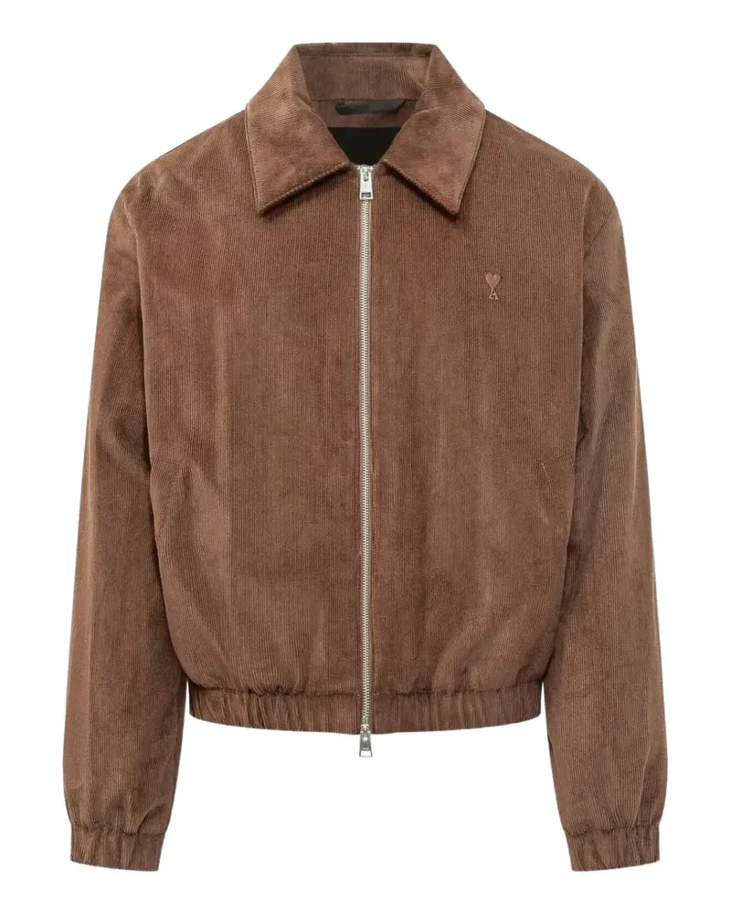 AMI Paris brown corduroy cotton padded jacket with Ami de Coeur - Braun Braun