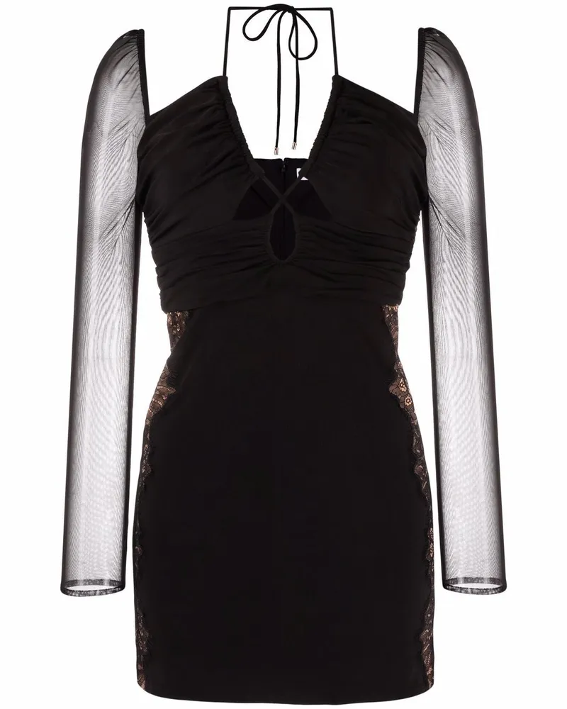 Self-Portrait Drapiertes Kleid - Schwarz Schwarz