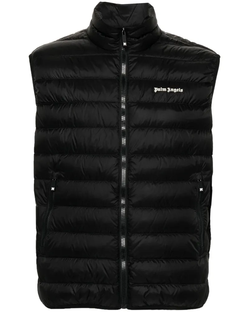 Palm Angels Gefütterte Weste mit Logo-Print - Schwarz Schwarz