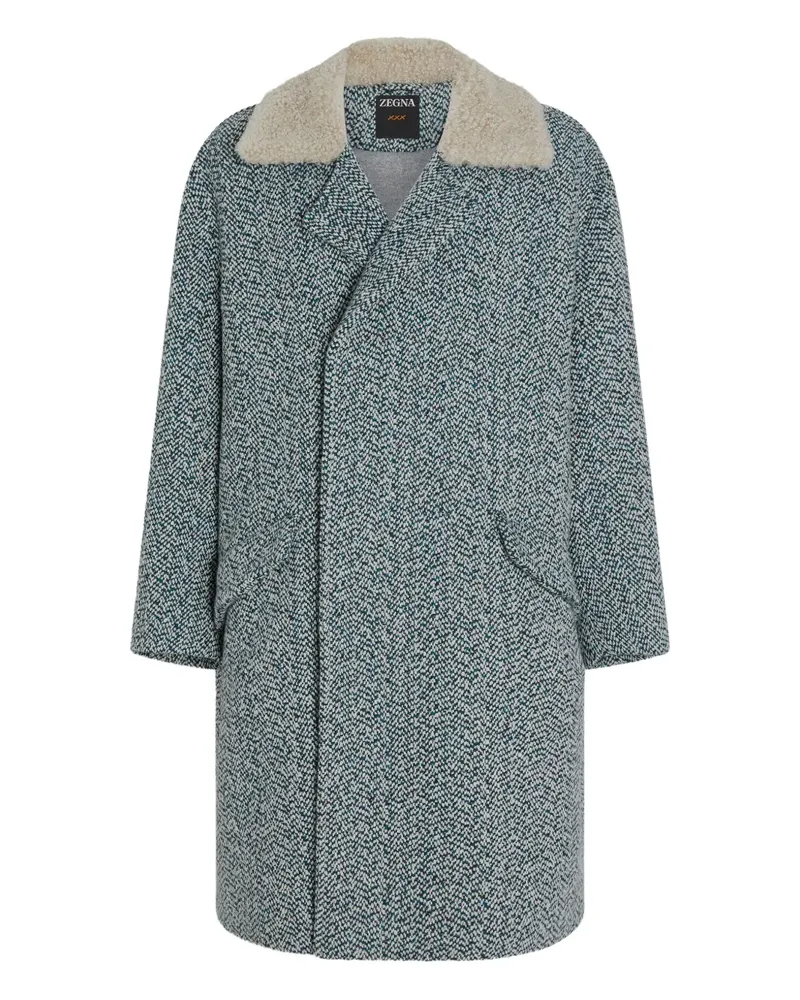 Ermenegildo Zegna Mantel mit Fischgrätenmuster - Blau Blau