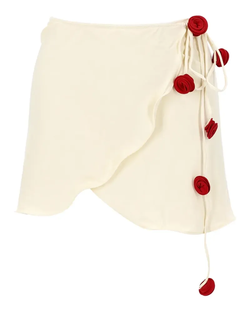 La Reveche Bouquet floral-appliqué skirt - Weiß Weiß