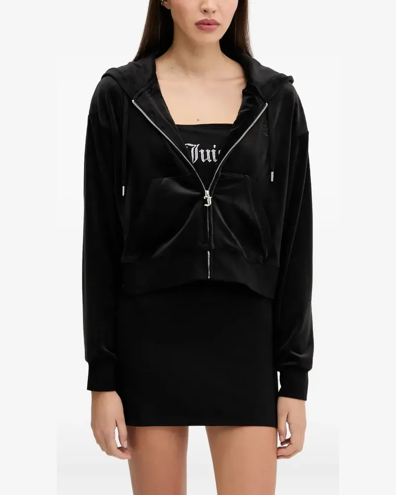 Juicy Couture Velours-Kapuzenoberteil mit Reißverschluss - Schwarz Schwarz