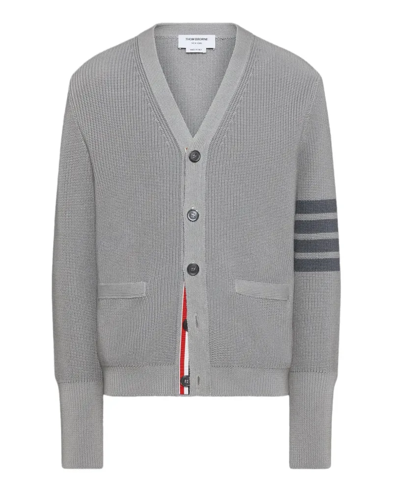 Thom Browne Stückgefärbter Cardigan mit Streifen - Grau Grau