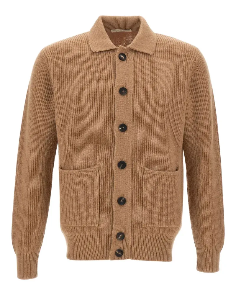 Filippo de Laurentiis Gerippter Cardigan mit aufgesetzten Taschen - Braun Braun