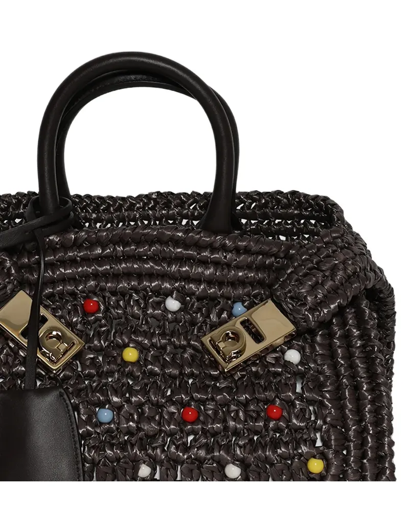 Ferragamo Hug Tote Bag mit Perlen - Braun Braun