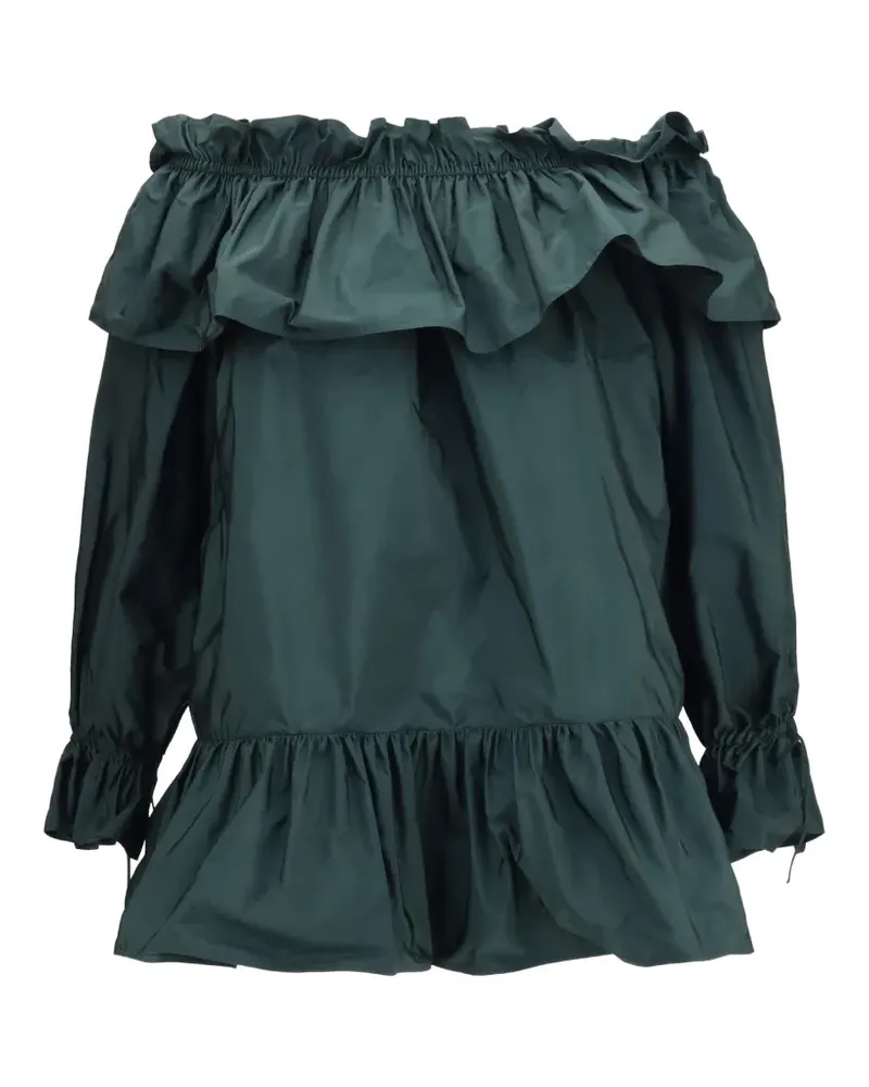 Saint Laurent ruffled off-shoulder mini dress - Grün Grün