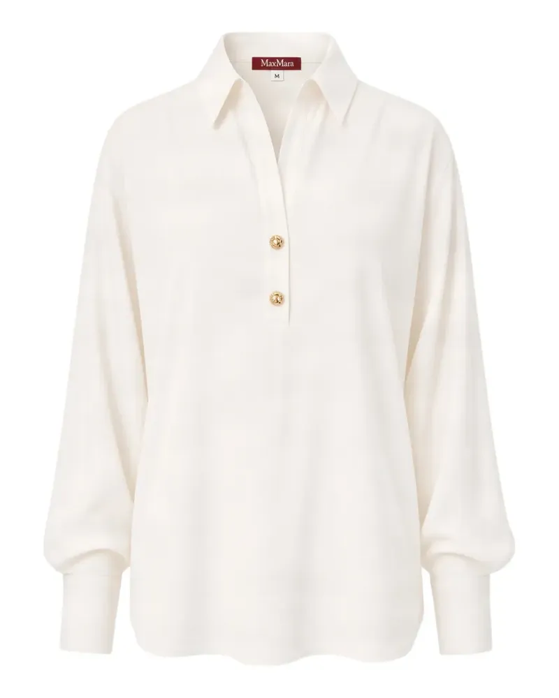 Max Mara Aia Seidenbluse mit goldfarbenen Knöpfen - Weiß Weiß