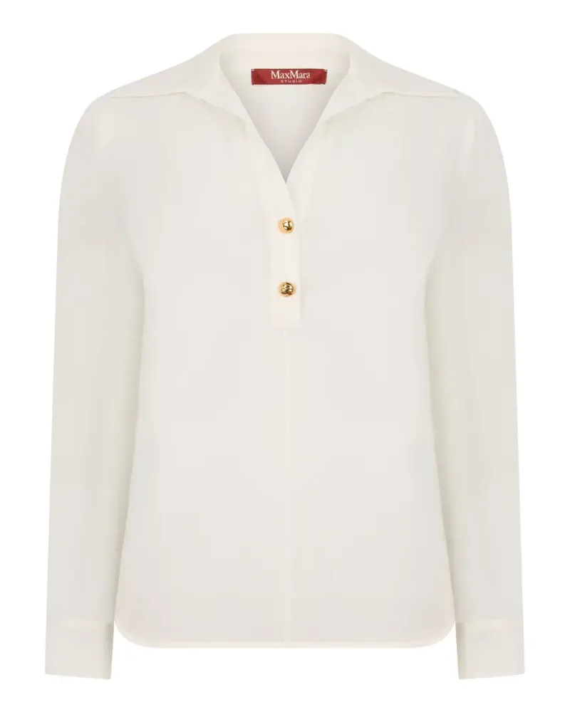 Max Mara Aia gold-tone button silk blouse - Weiß Weiß