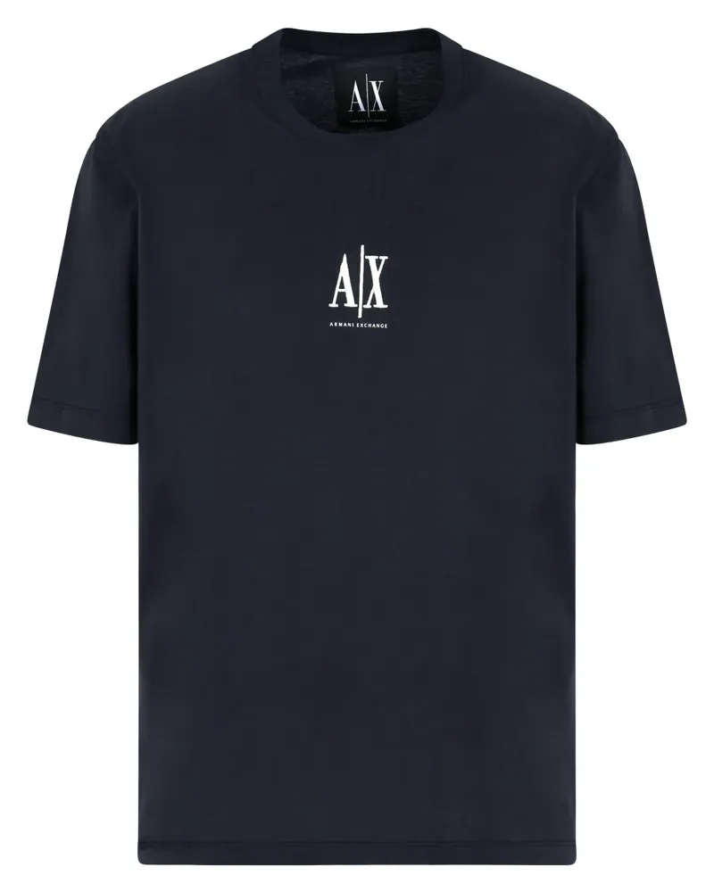 Armani Exchange T-Shirt mit Logo-Stickerei - Blau Blau