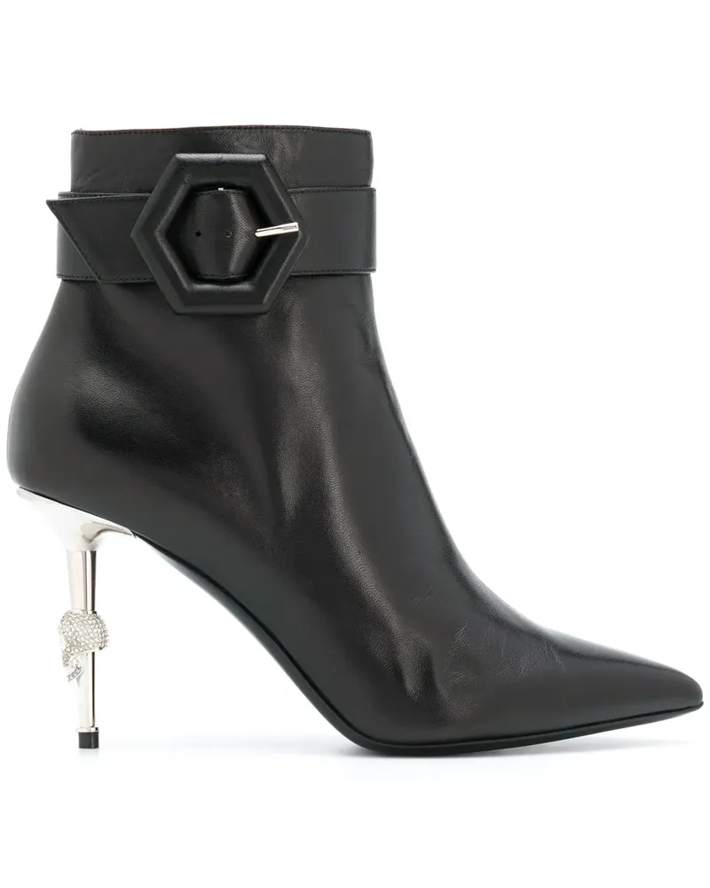 Philipp Plein Stiefeletten mit Totenkopf-Absatz - Schwarz Schwarz