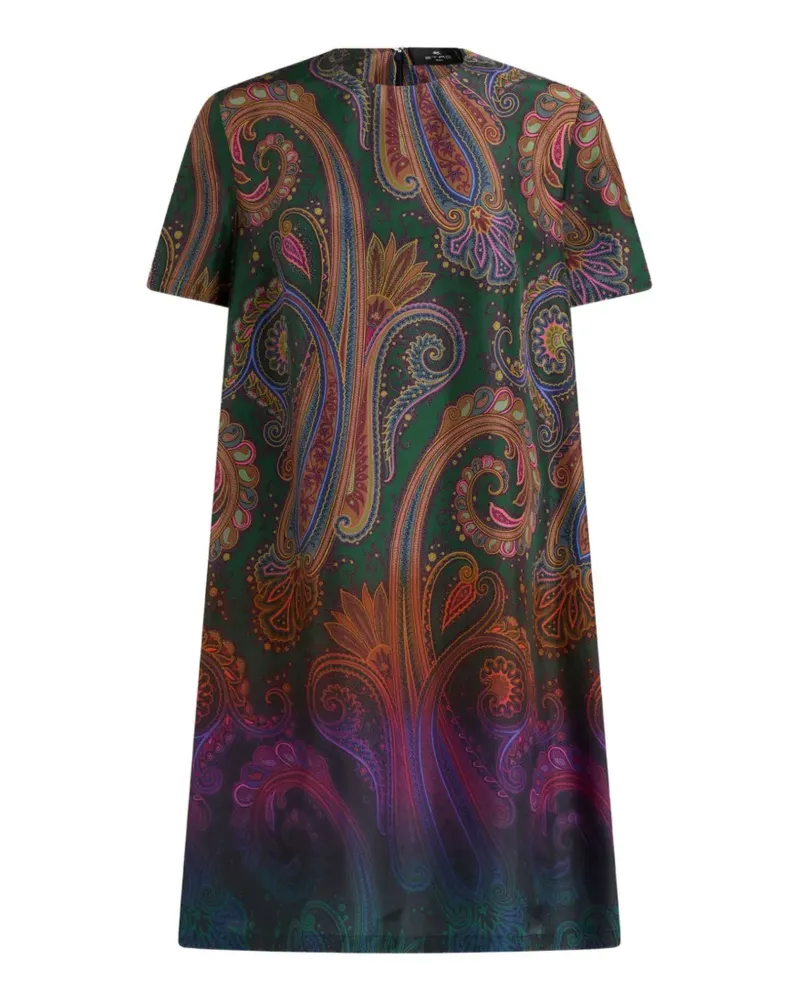 Etro mini silk tunic dress with degradé Paisley motif - Grün Grün