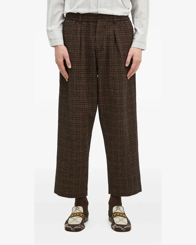 Universal Works Karierte Hose mit Bundfalten - Braun Braun