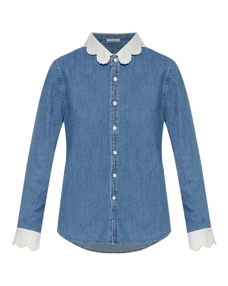 Mother Hemd mit besticktem Kragen - Blau Blau