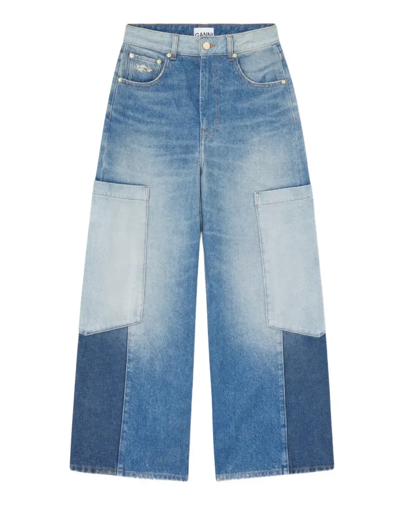 Ganni Jeans mit Kontrasteinsätzen - Blau Blau