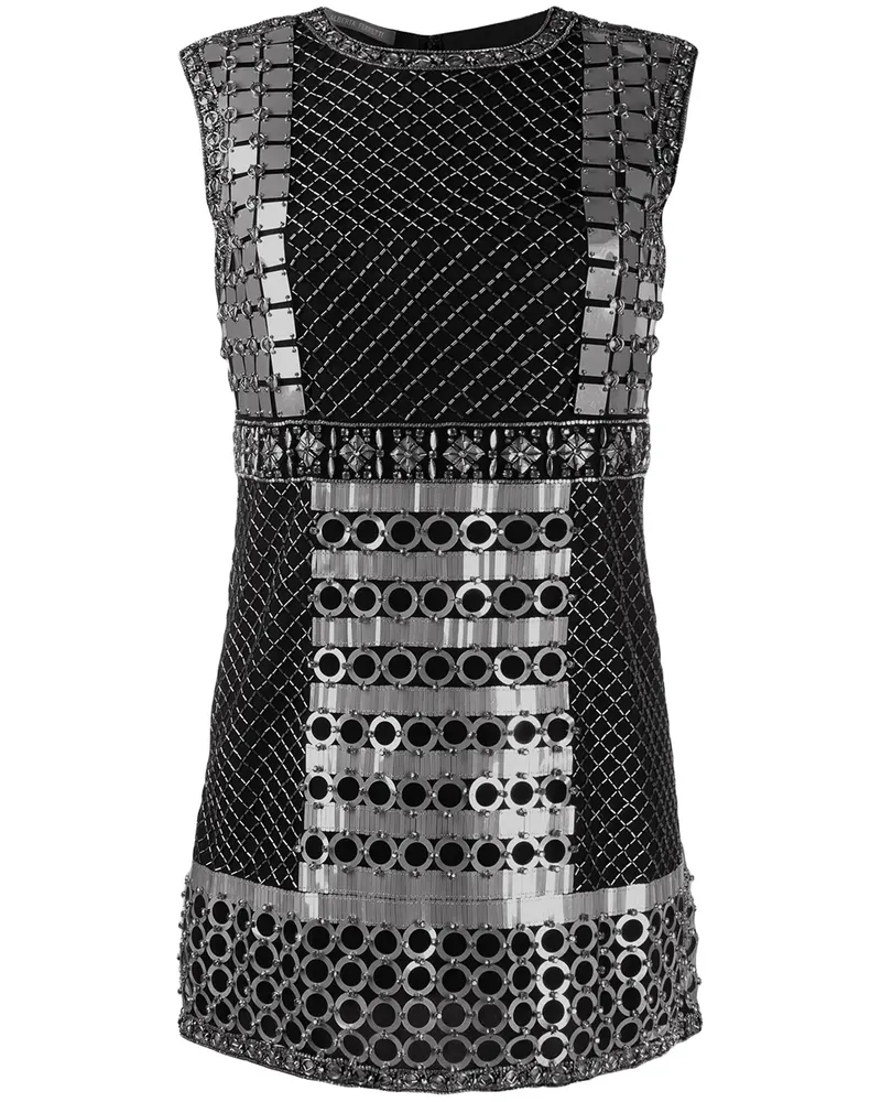 Alberta Ferretti Minikleid mit Perlen - Schwarz Schwarz