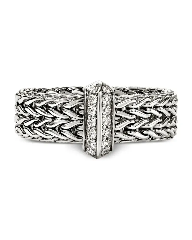 John Hardy Ehering aus Sterlingsilber mit Diamanten Silber